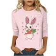thumbnail image 2 of UPPADA Easter Shirts for Women 3/4 Sleeve Crew Neck Tops Cute Eggs Bunny Print T-Shirt Casual Loose Fit Basic Tees Summer Workout T-Shirts Pink,XL, 2 of 5