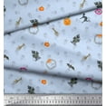 thumbnail image 2 of Soimoi Blue Cotton Voile Fabric Pumpkin & Haunted House Halloween Print Fabric by the Yard 42 Inch Wide, 2 of 3