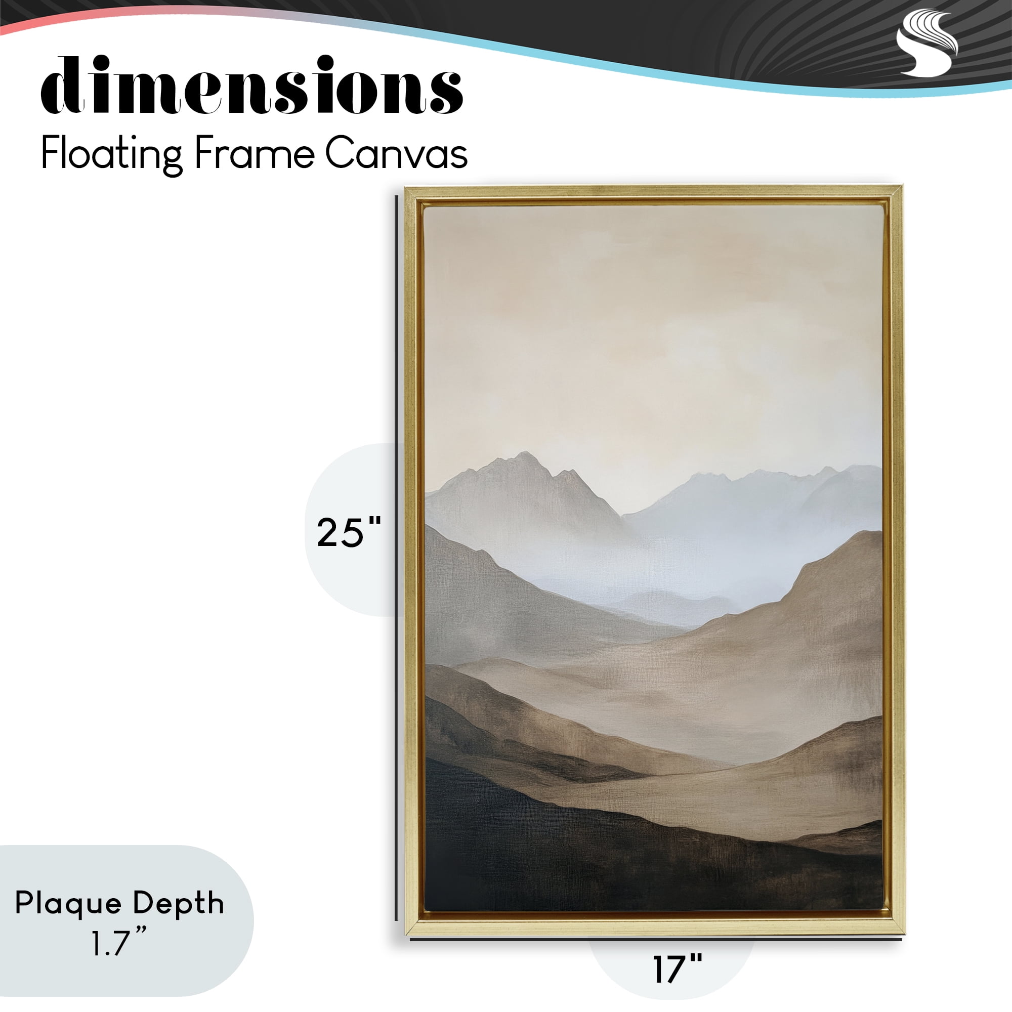 Stupell Industries Foggy Mountains Over Valley Gold Framed Floater Canvas Wall Art, design by Petal Prints Design