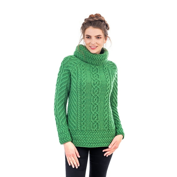 SAOL SAOL Irish Cable Knit Sweater for Women 100 Merino Wool