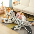 thumbnail image 5 of 30-110cm Lifelike Tiger Leopard Plush Toys Soft Wild Animals Simulation White Tiger Jaguar Doll Children Kids Birthday Gifts, 5 of 9