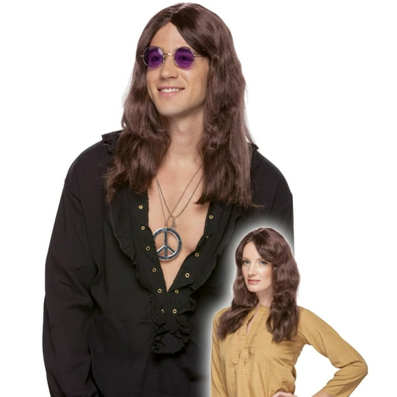 Characters Hippie Unisex Synthetic Wig - Brown