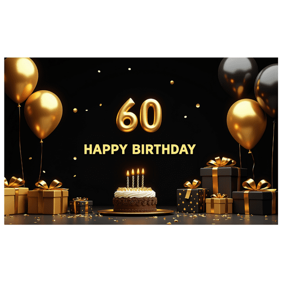 Gorgeous Golden 60th Birthday Background Banner, Happy Birthday Decors, Party Supplies for Birthday Celebrations, Photography Props for Memorable Moments, Balloon and Gift Party Decorations