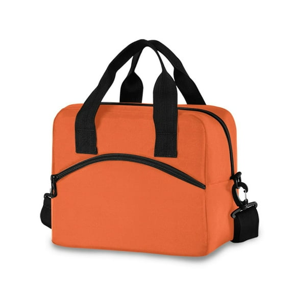 joogoo Orange Background Insulated Lunch Bags Reusable Cooler Box with Shoulder Strap