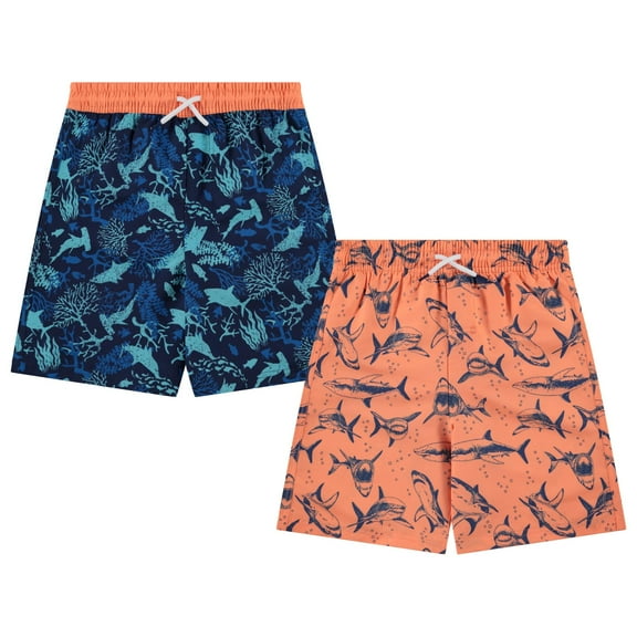BCOOL 2-Pack Boys Swim Trunks Size 10-12, Quick Dry Swimming Shorts with Liner