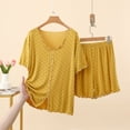 thumbnail image 6 of WRKEKC Pajama Shorts Set for Women Short Sleeve Top with Elastic Waist Shorts Sleepwear Loungewear Pajamas Sleep Set, 6 of 6