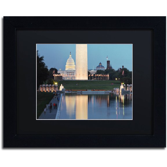 Trademark Fine Art "National Mall at Twilight" Canvas Art by Gregory O'Hanlon, Black Matte, Black Frame