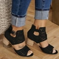 thumbnail image 2 of Anuirheih Women's Chunky Block High Heel Sandals with Open Toe Ankle Strap for Dress Wedding Party(Black）, 2 of 6