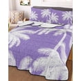 thumbnail image 3 of Quilts Full Size Bedding Set, Purple Palm Trees Lightweight Quilted Comforter, Farmhouse Tropical Summer Beach Soft Reversible Bedspread Coverlet with Pillow Covers for All Season, 78" x 90", 3 of 7