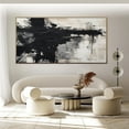 thumbnail image 3 of Large black wall art green and white abstract painting original black and white textured canvas wall art modern abstract art entrance wall art,(114*229cm)45*90 Inches,Unstretched,Frameless, 3 of 4