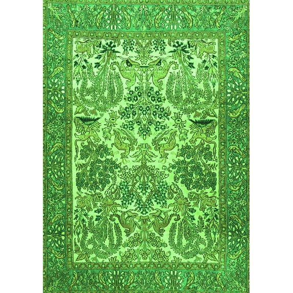 Ahgly Company Indoor Rectangle Animal Green Traditional Area Rugs, 5' x 8'