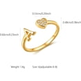 thumbnail image 4 of Dainty 14K Gold Plated Heart Initial Rings for Women Mother Daughter Non Tarnish 925 Sterling Silver Adjustable Open CZ Letter A-Z Ring Stackable Pinky Promise Ring Christmas Jewelry Gifts, 4 of 11