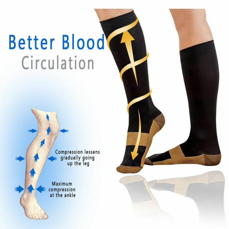 Calcetines para las varices, Copper Infused Compression Socks 20-30mmHg  Graduated Mens or Womens Size S/M Color Natural 