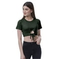 thumbnail image 1 of Moomaya Haut Court Noué devant pour Femmes Manches Courtes Col Rond Tee-Shirt Noué, 1 of 7