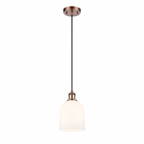 516-1P-AC-G558-6GWH Innovations Lighting Bella - 1 Light Cord Hung Mini Pendant In Industrial Style-9.5 Inches Tall and 5.5 Inches Wide-Antique Copper
