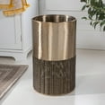 thumbnail image 6 of happimess Asher Modern 4.13-Gallon 2-Tone Faux Wicker/Metal Cylinder Waste Basket, Bronze/Coffee, HPM1102A, 6 of 8