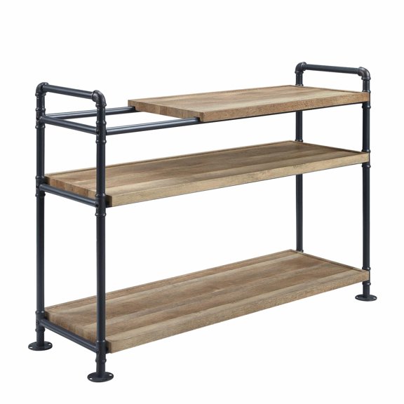 ACME Brantley Bookshelf with 3 Shelves in Oak and Sandy Black