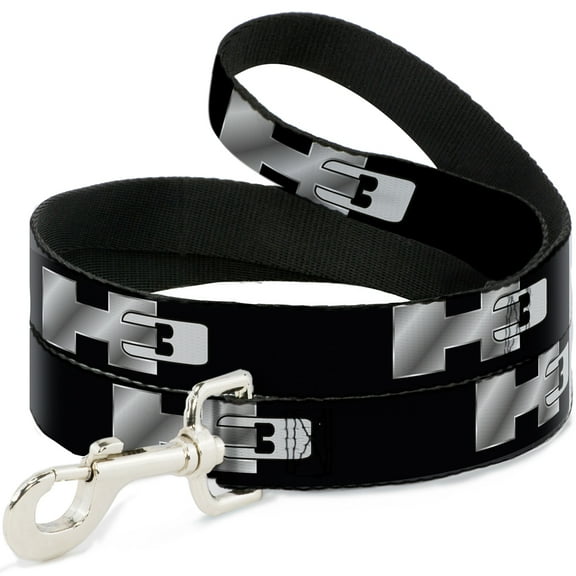 GM General Motors Pet Leash, Dog Leash, H3 Black Silver Logo Repeat, 6 Feet Long 1.0 Inch Wide