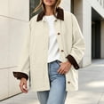thumbnail image 4 of Bexdxz Barn Jackets for Women, Contrast Corduroy Collar Button Down Coat, Relaxed Fit Mid‑Length Long Sleeve Outerwear with Pockets, Casual Fall Daily Workwear for Women White S, 4 of 7