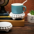 thumbnail image 3 of Yookeer 2 Pcs Wooden Risers for Displays Round Wood Riser Distressed Wood Risers Farmhouse Pedestal Display Stand Rustic Pedestal Stand Beaded Decor for Tiered Trays Home(3.94 Inch,White), 3 of 7
