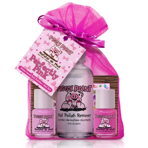 Set de esmaltes de uñas Piggy Paint Perfectly Pink, 7 ml, x2 + Removedor