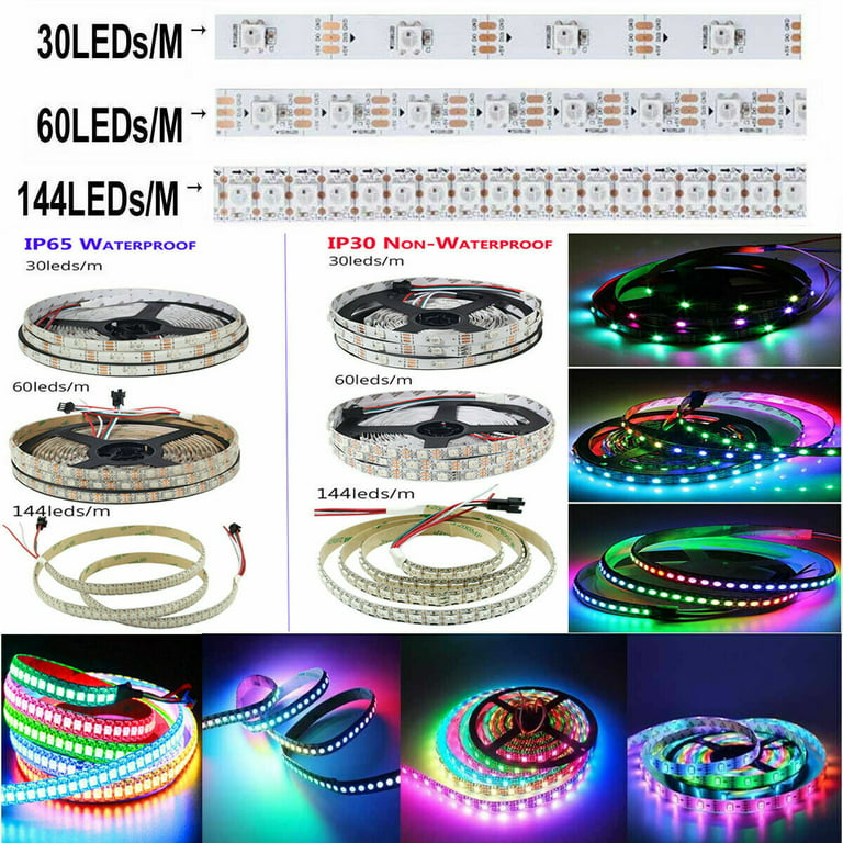 WS2812B Strip LED Lights 5050 RGB 30/60/144 LED/M IC Individual