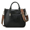 thumbnail image 3 of Women's Crossbody Shoulder Bag, Tote Bag with Wide Guitar Strap, Black, 3 of 6