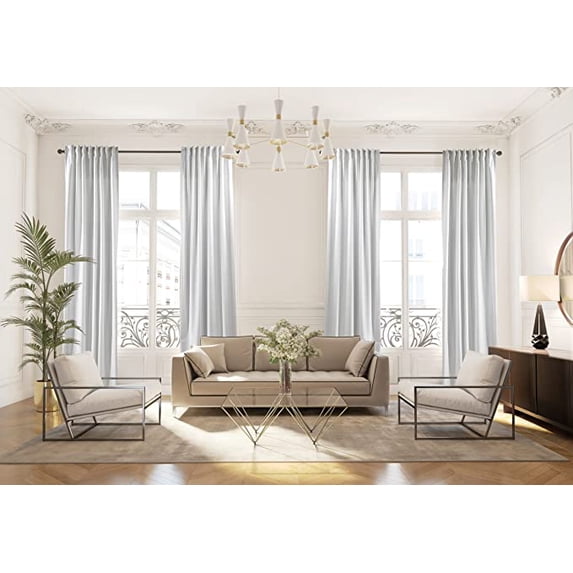 3S Brother's Extra Long Solid Luxury Matte Velvet Soft Curtain White Single Panel Hanging Back Tap & Rod Pocket Home Décor 5-25 Feet Custom Made Curtains -Made in Turkey Each(52"x276")