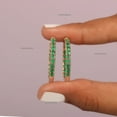 thumbnail image 4 of Emerald Large Inside Out Side Hoop Earrings, 925 Starling Silver Earring, Round Emerald Huggie Hoops, Christmas Gift For Her, 4 of 5