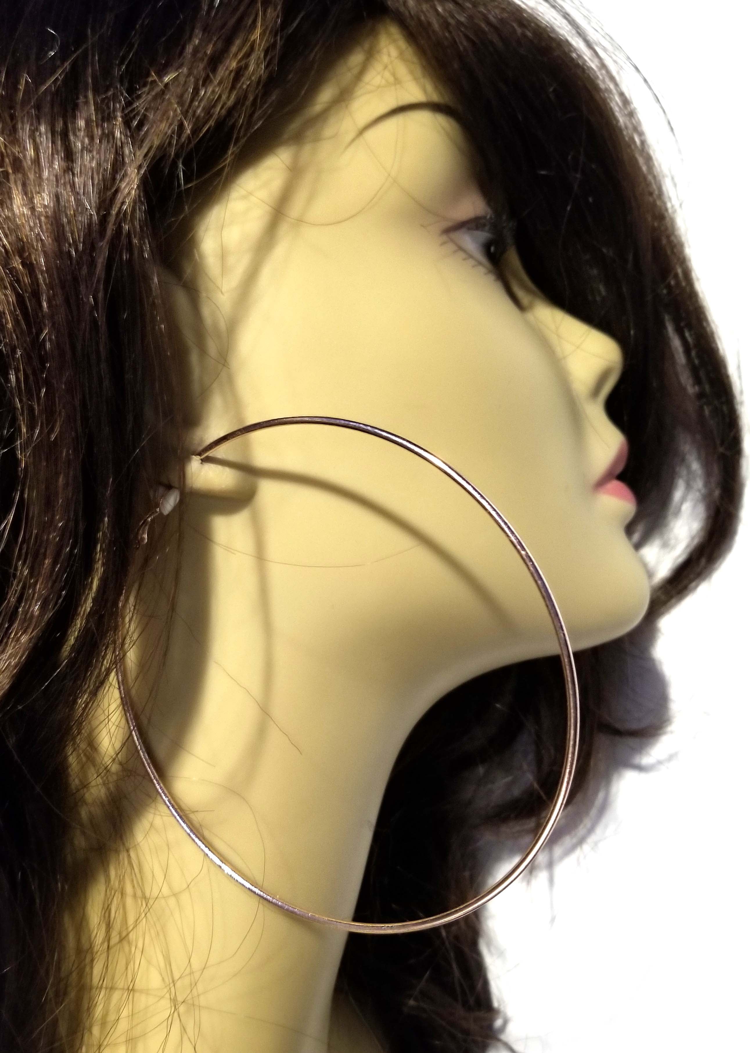 Clipon Earrings Rose Gold Plated Hoop Earrings 3 inch