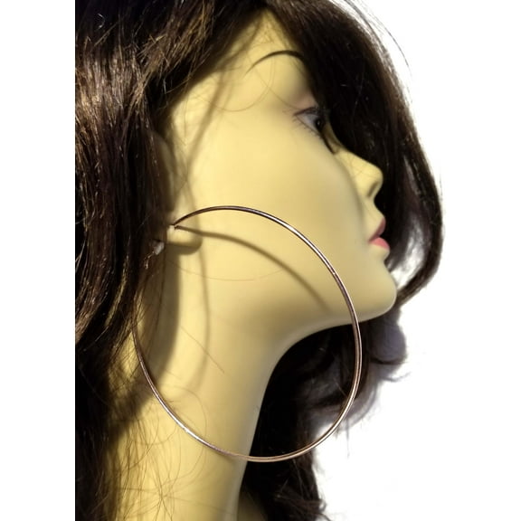 Clip-on Earrings Rose Gold Plated Hoop Earrings 3 inch