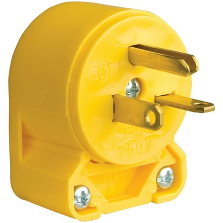 - 4509AN-SP-L Commercial Grade Vinyl Angled Plug with 20-Amp, 250-Volt, 6-20-NEMA Rating, Yellow, Commercial grade plugs & Connectors - NEMA 6-20, 2-pole/3-wire By Eaton