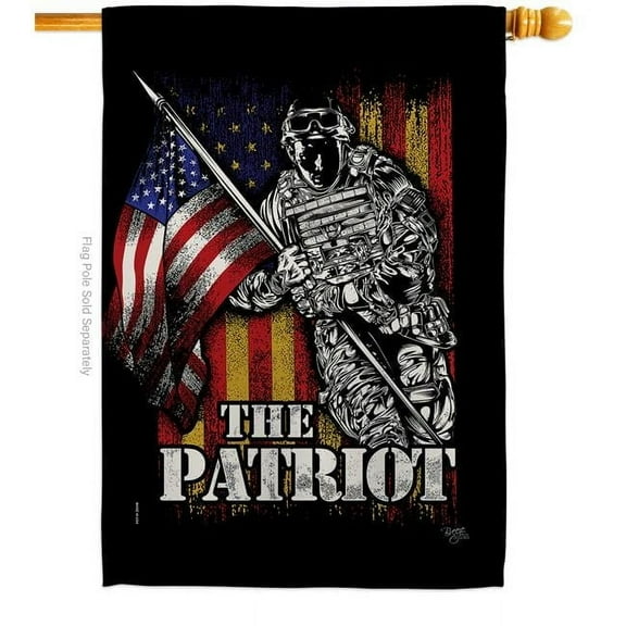 Breeze Decor H108639-BO 28 x 40 in. The Patriot House Flag with Armed Forces Veterans Double-Sided Decorative Vertical Flags Decoration Banner Garden Yard Gift