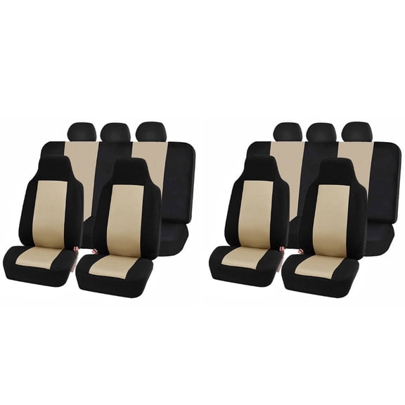 RIONIMA 2026 New 2Pcs Car Seat Covers Universal Design Car Seat Cover Fashion Forward Weatherproof Fabric Seat Covers for Car Truck Suv Cream Coloured