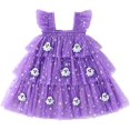 thumbnail image 4 of HaCpiu Little One Halloween Purple Tulle Dress Cute 3D Ghost Ruffle Fly Sleeve Star Glitter Tiered Ruffled Tutu Dress, 4 of 6