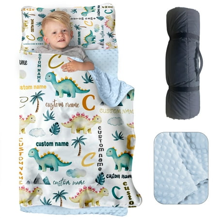 AOLOA Personalized Toddler Nap Mat for Daycare Custom Name Kids Sleeping Bag with Pillow and Blanket for Preschool Kindergarten White Dinosaur Design Nap Mats Easy Carry AOLOA Personalized Toddler Nap Mat for Daycare Custom Name Kids Sleeping Bag with Pillow and Blanket for Preschool Kindergarten White Dinosaur Design Nap Mats Easy Carry