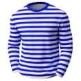thumbnail image 2 of KKBOTIVE Boys Carnival Striped Long Sleeve Shirts Casual Crew Neck Tops for Kids Back to School Daily Wear, Blue Size: 6-7 Years, 2 of 3
