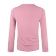 thumbnail image 5 of larppty Women's Scoop Neck Long Sleeve Shirts Ribbed Slim Fitted Casual Solid Color Basic Top Blouses Pink, XXXL, 5 of 6