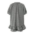 thumbnail image 4 of adviicd Womens 2 Piece Ruffle Pajama Set Gingham Pjs Short Sleeve Babydoll Shirt and Shorts Plaid Sleepwear Outfits (Black, XL), 4 of 7