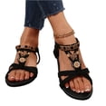 thumbnail image 3 of Willtoo Women's Strappy Beaded Flower Sandals Boho Open Toe Ankle Strap Flat Sandals Summer Vacation Beachwear Shoes Trendy 2026, 3 of 6