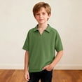 thumbnail image 5 of ITSAME T-Shirts for Boys, Lapel Short Sleeve Breathable Comfort Summer Casual Loose Tops Green Size 9, 5 of 7