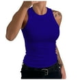 thumbnail image 1 of MIASHUI Women Tank Top Sleeveless Ribbed Basic Shirt Summer Casual Going Out Clothes,Blue,M, 1 of 4