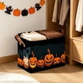 thumbnail image 5 of Kuokaa Halloween Large Collapsible Storage Baskets, Black Pumpkin Face Pattern, 14.96 x 10.24 x 9.84 in Foldable Fabric Organizer with Handles for Clothes Toys Closet, 5 of 6