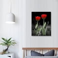 thumbnail image 3 of COMIO Black and White Red Tulips Canvas Wall Art for Living Room Bedroom Bathroom Home Decorations, Tulips Painting Poster Framed Artwork Office Wall Decor Ready to Hang, 3 of 4