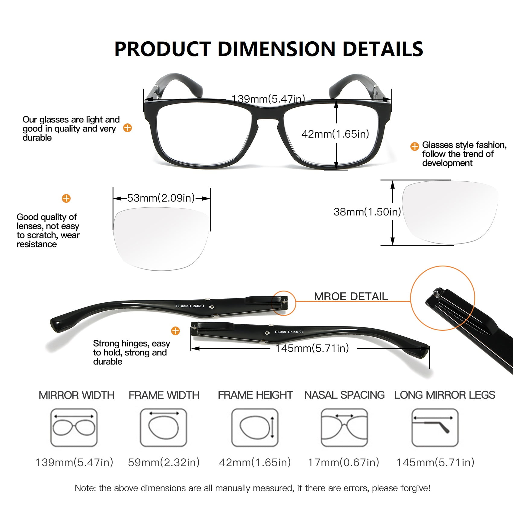+2.00 Bevi Eyewear Adult Unisex Square Reading Glasses, +2.00 Magnification, Off-White, 4 Pair