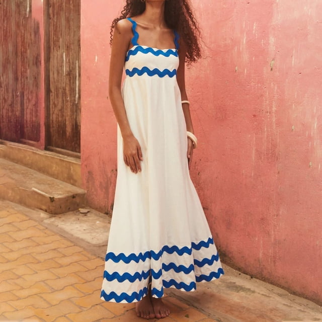 EGNMCR Robes de Fête pour Femmes Robe Décontractée Confortable pour Femmes Couleur Haut Dos Nu Poitrine Robe Mi-Longue Robe à Encolure Dos Nu