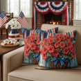 thumbnail image 4 of 2 Pack Outdoor Waterproof Throw Pillows,Red Begonia Flower Retro Wood Decorative Square Pillow Case Patio Pillows for Chair Couch Sofa 16x16in, 4 of 9