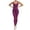 Dark Purple, variant on Women Ruched Cutout Open Back One Piece Sports Bodysuit, High Stretch Slim Fit Yoga Jumpsuit for Workout Running Training