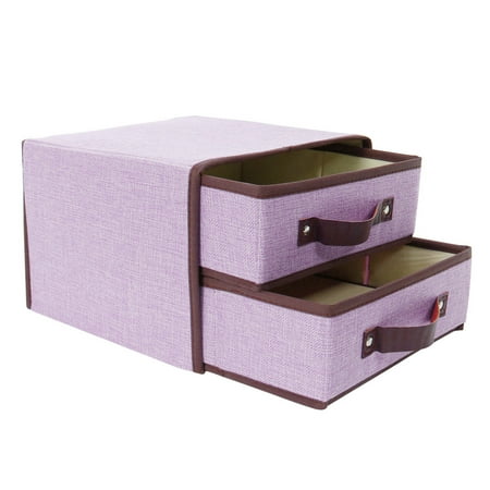 Foldable 2-Drawer Fabric Storage Bin Chest Unit for Closet Organizer Purple