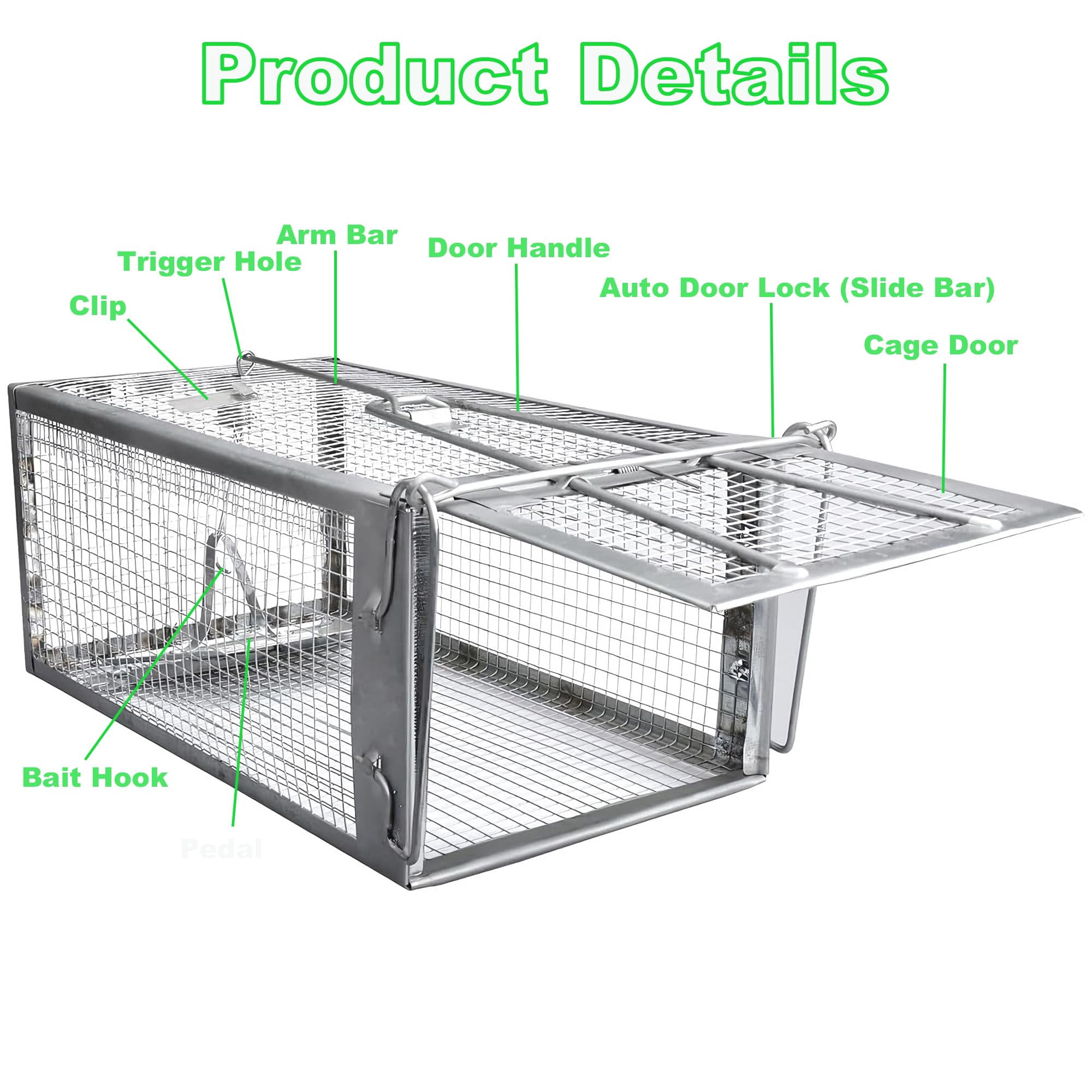 Humane Rat Traps 2-pack  No Small Animal Cage Live Mouse Catch And Release Trampa Para Ratones Chipmunk Rodent That Work For Indoor Outdoor - 12.3" L X 6.5" W 5.3" H